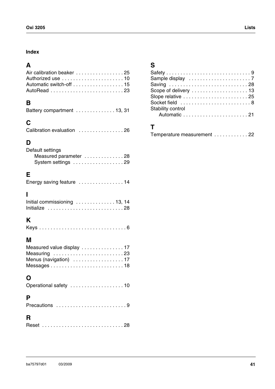 Xylem Oxi 3205 Dissolved oxygen (D.O.) meter User Manual | Page 41 / 44