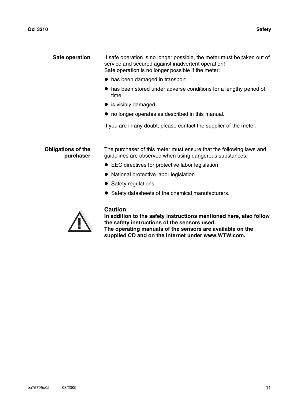 Xylem Oxi 3210 Dissolved oxygen (D.O.) meter User Manual | Page 11 / 52