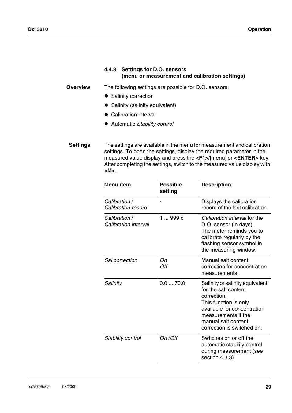Xylem Oxi 3210 Dissolved oxygen (D.O.) meter User Manual | Page 29 / 52
