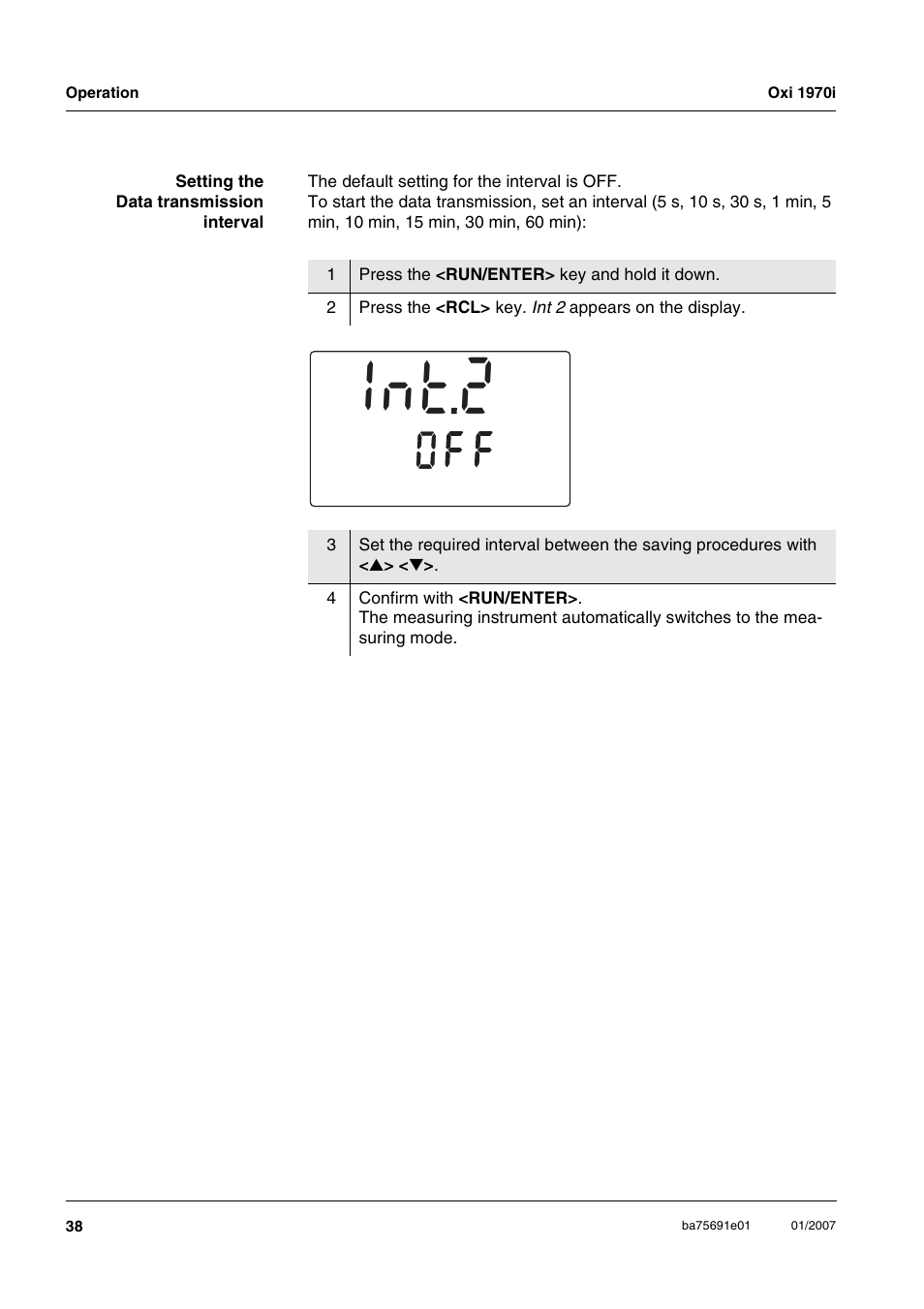 T 2 i, O f f | Xylem Oxi 1970i PORTABLE DISSOLVED OXYGEN METERS User Manual | Page 38 / 65