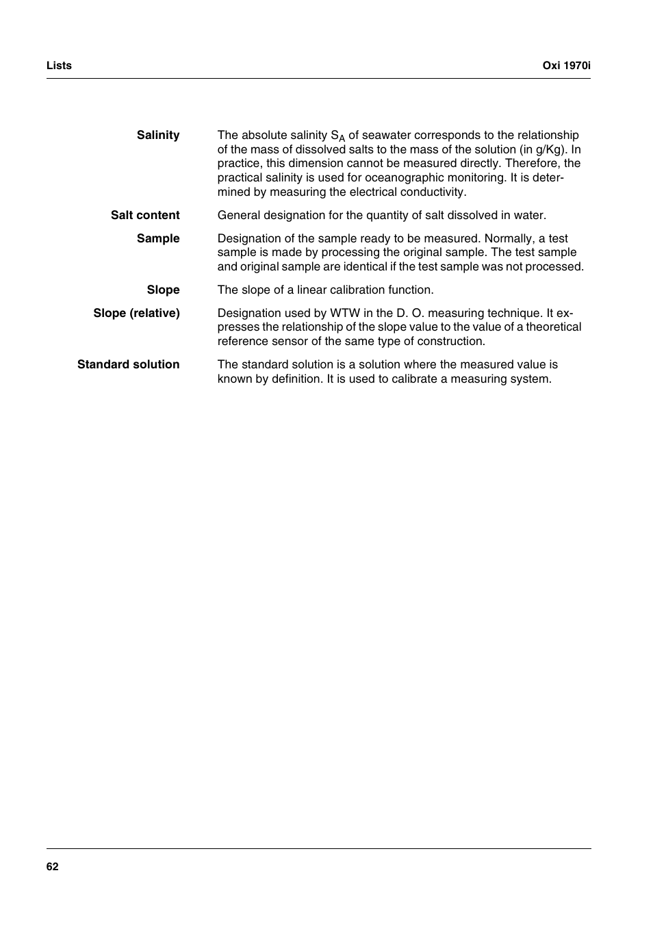 Xylem Oxi 1970i PORTABLE DISSOLVED OXYGEN METERS User Manual | Page 62 / 65