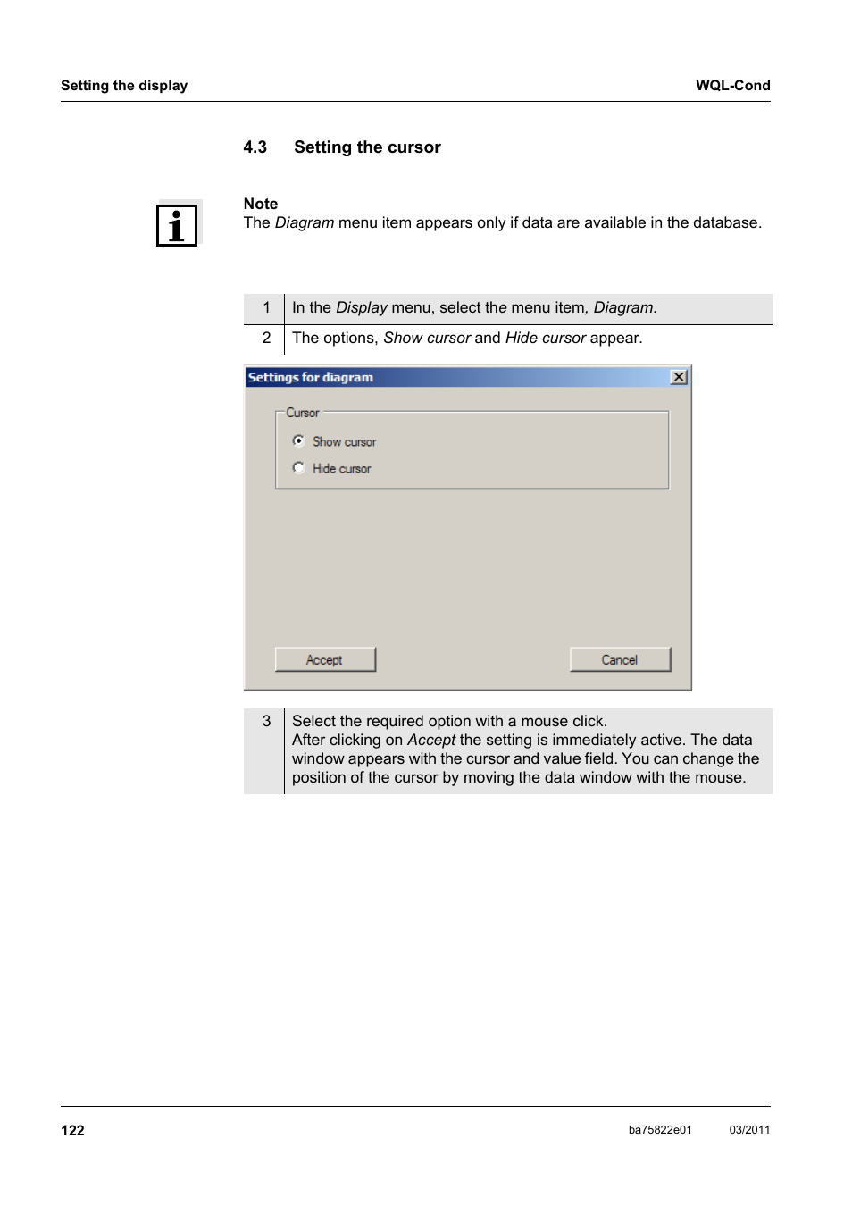 3 setting the cursor, Setting the cursor | Xylem WQL-Cond CONDUCTIVITY DATALOGGERS User Manual | Page 26 / 98