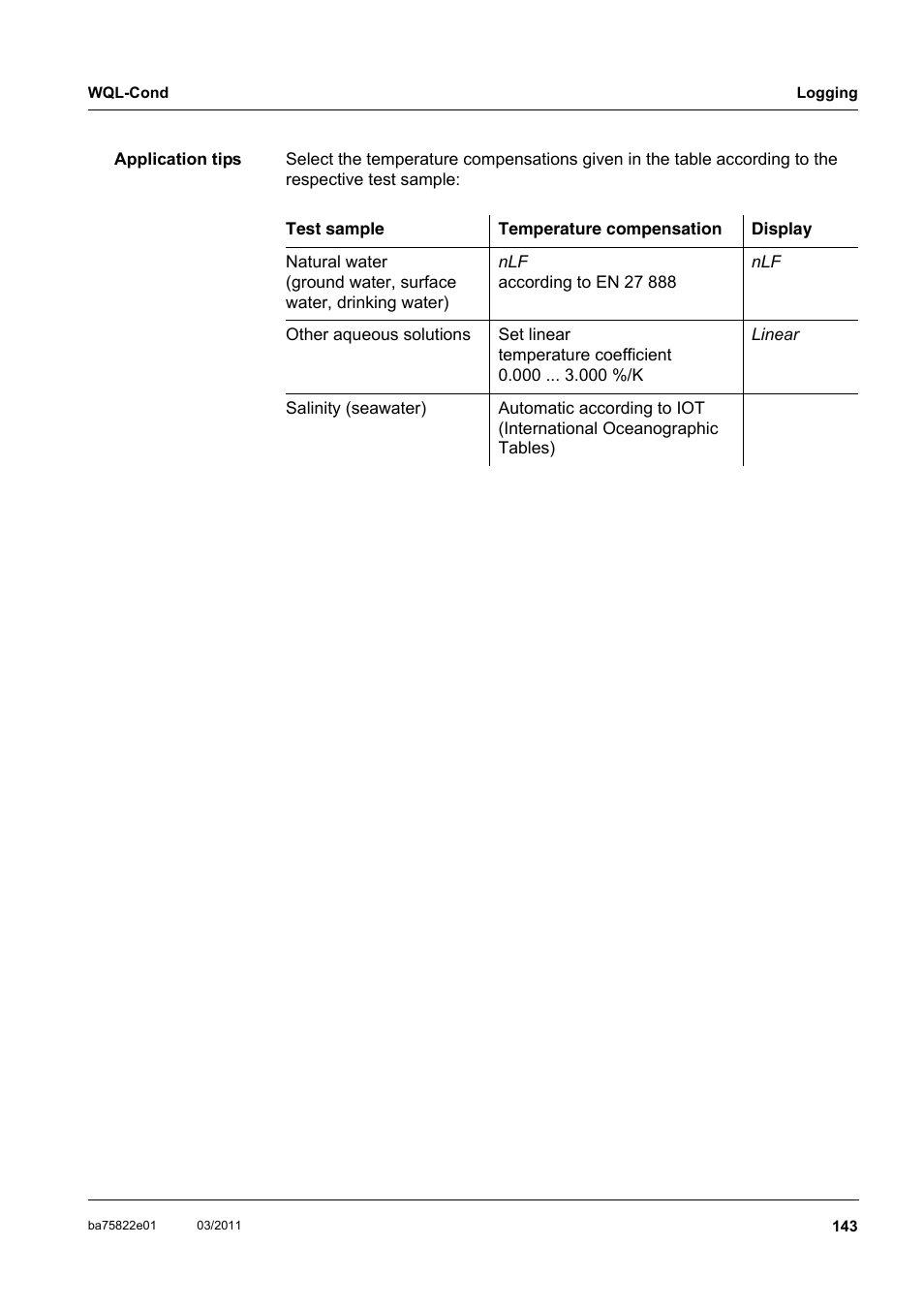 Xylem WQL-Cond CONDUCTIVITY DATALOGGERS User Manual | Page 47 / 98