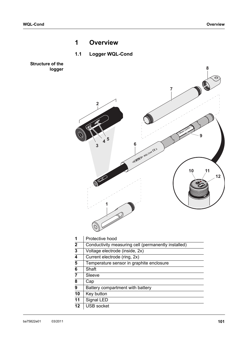 1 overview, 1 logger wql-cond, Overview | Logger wql-cond, 1overview | Xylem WQL-Cond CONDUCTIVITY DATALOGGERS User Manual | Page 5 / 98