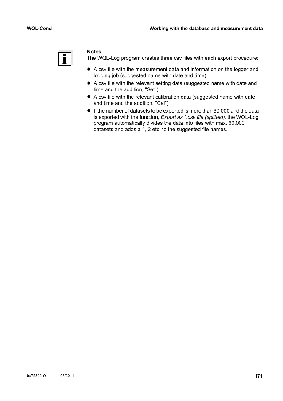 Xylem WQL-Cond CONDUCTIVITY DATALOGGERS User Manual | Page 75 / 98