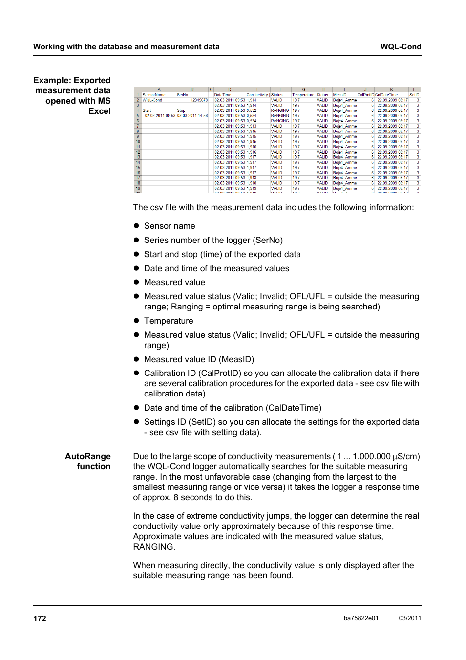 Xylem WQL-Cond CONDUCTIVITY DATALOGGERS User Manual | Page 76 / 98