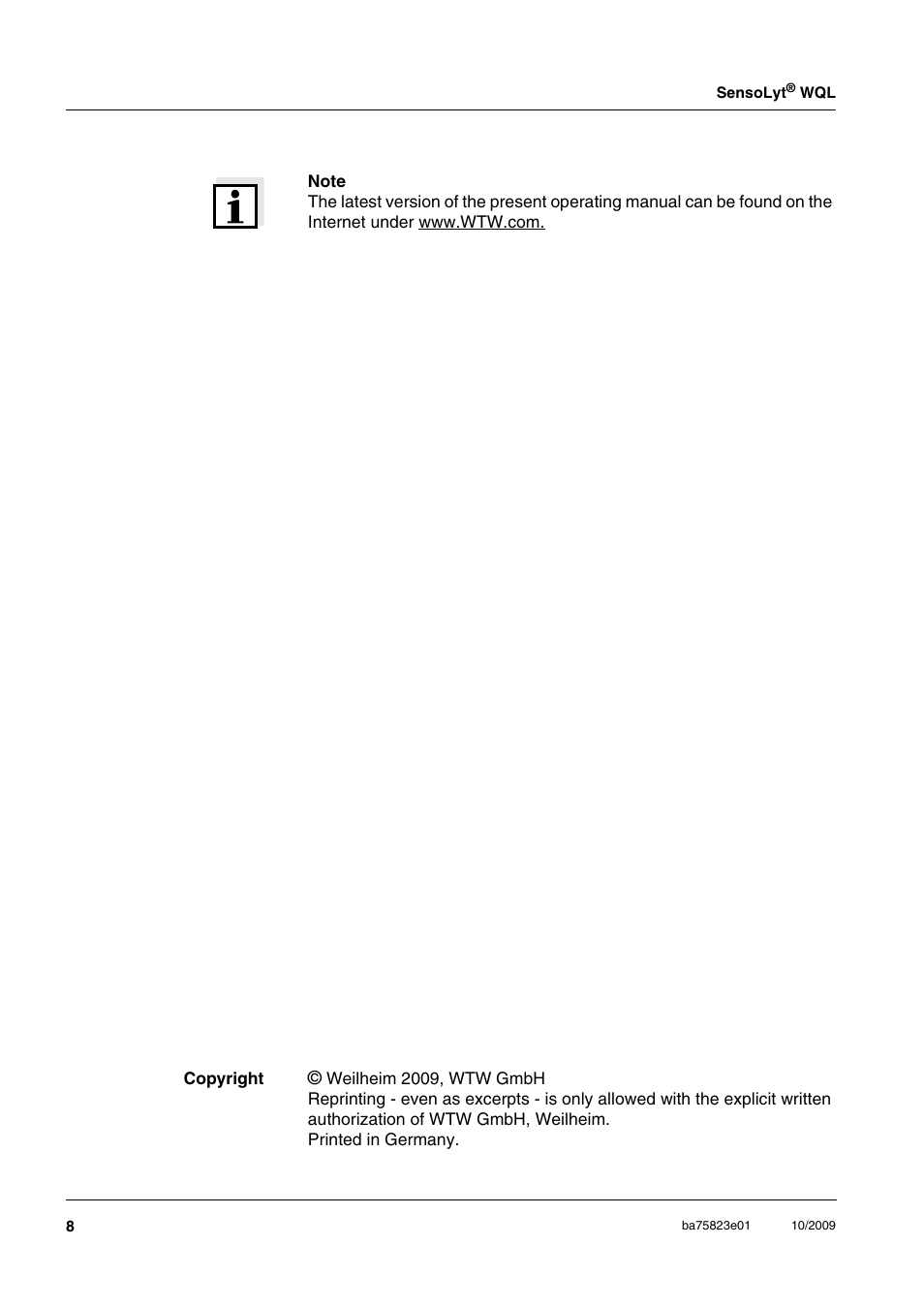Xylem SensoLyt WQL User Manual | Page 2 / 8