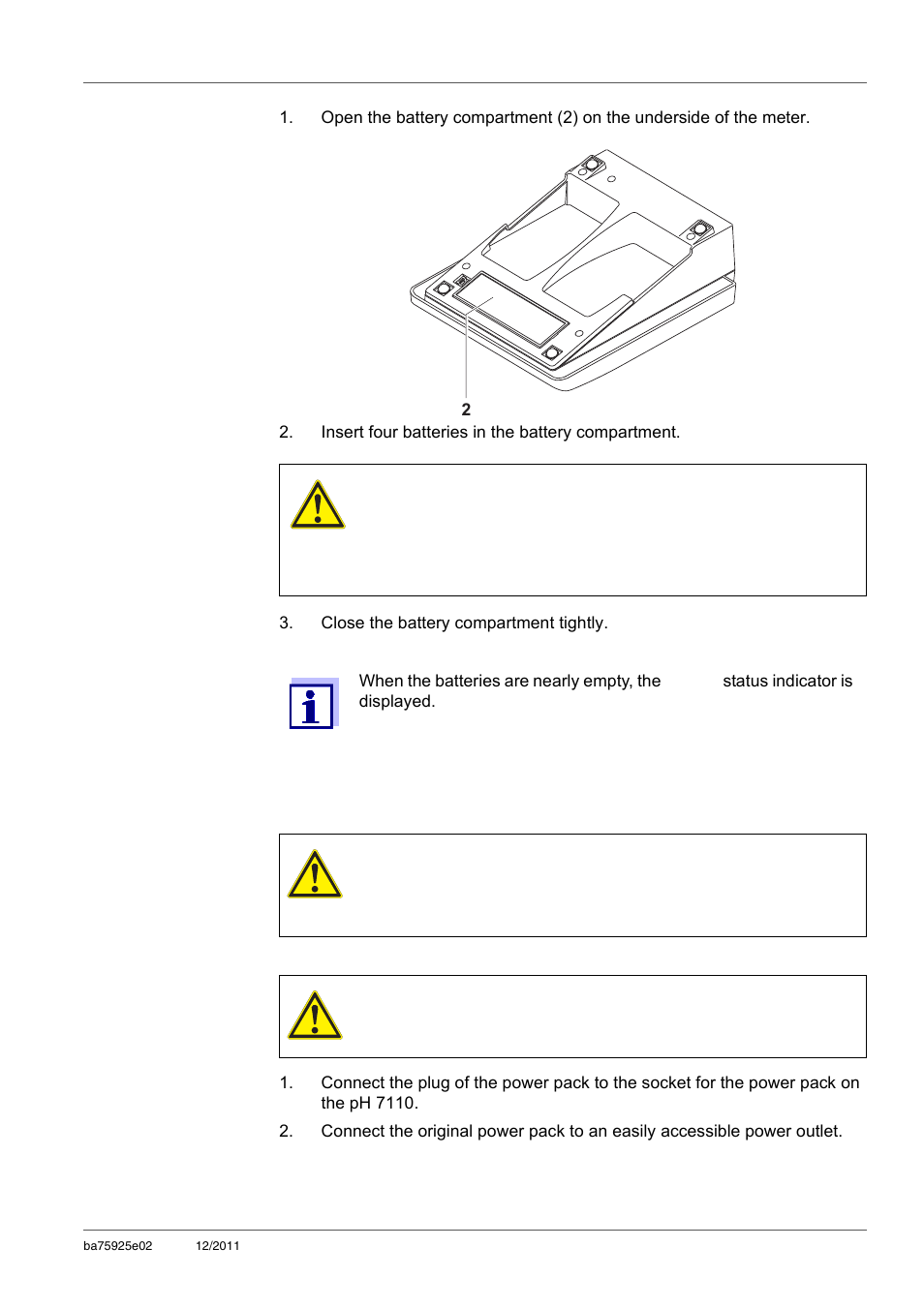 2 connecting the power pack, Connecting the power pack | Xylem inoLab 7110 WASTEWATER pH METER User Manual | Page 11 / 52