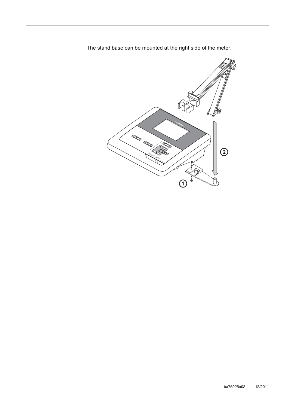 3 mounting the stand, Mounting the stand | Xylem inoLab 7110 WASTEWATER pH METER User Manual | Page 12 / 52