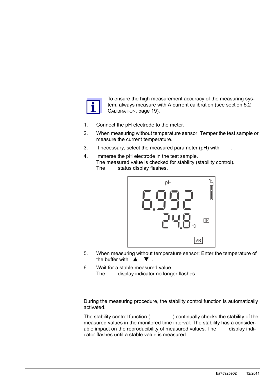 5 ph value, 1 measuring, 1 measuring the ph value | Ph value, Measuring, Measuring the ph value, 5ph value | Xylem inoLab 7110 WASTEWATER pH METER User Manual | Page 18 / 52