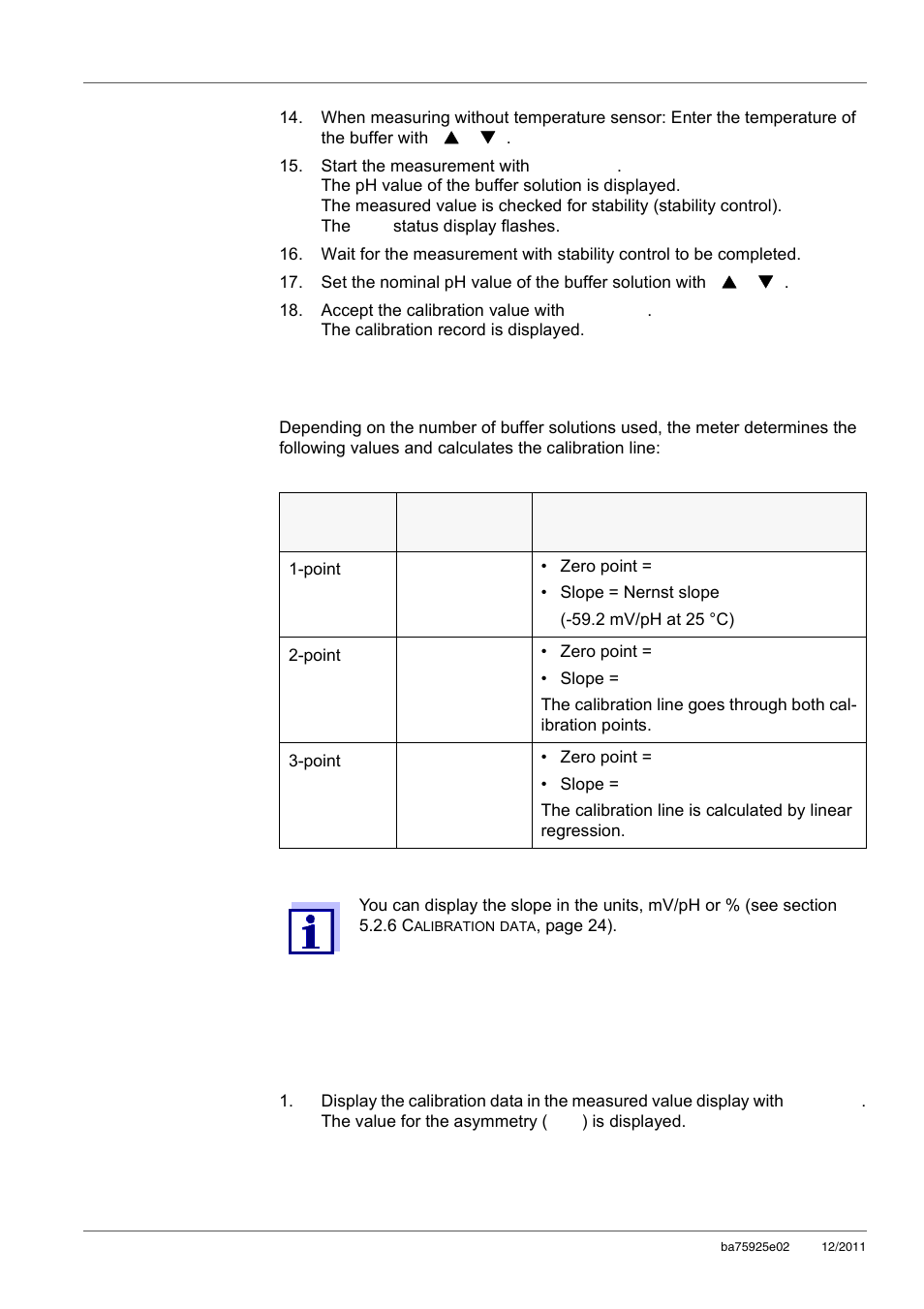 5 calibration points, 6 calibration data, Calibration points | Calibration data | Xylem inoLab 7110 WASTEWATER pH METER User Manual | Page 24 / 52