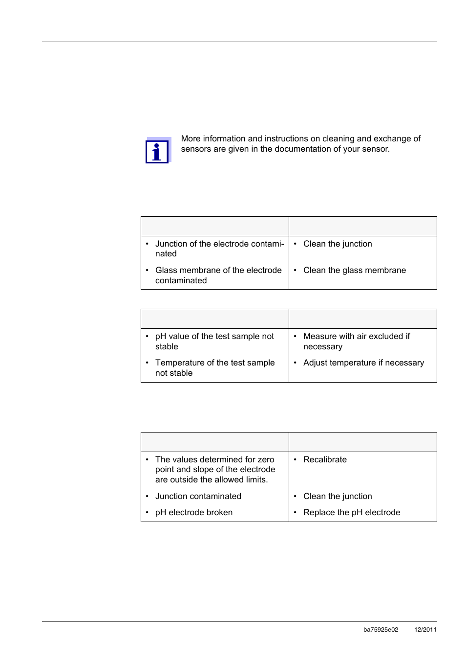 10 what to do if, 1 ph, 1 no stable measured value | 2 error message calerror, What to do if, No stable measured value, Error message calerror, Ee section 10 w | Xylem inoLab 7110 WASTEWATER pH METER User Manual | Page 38 / 52