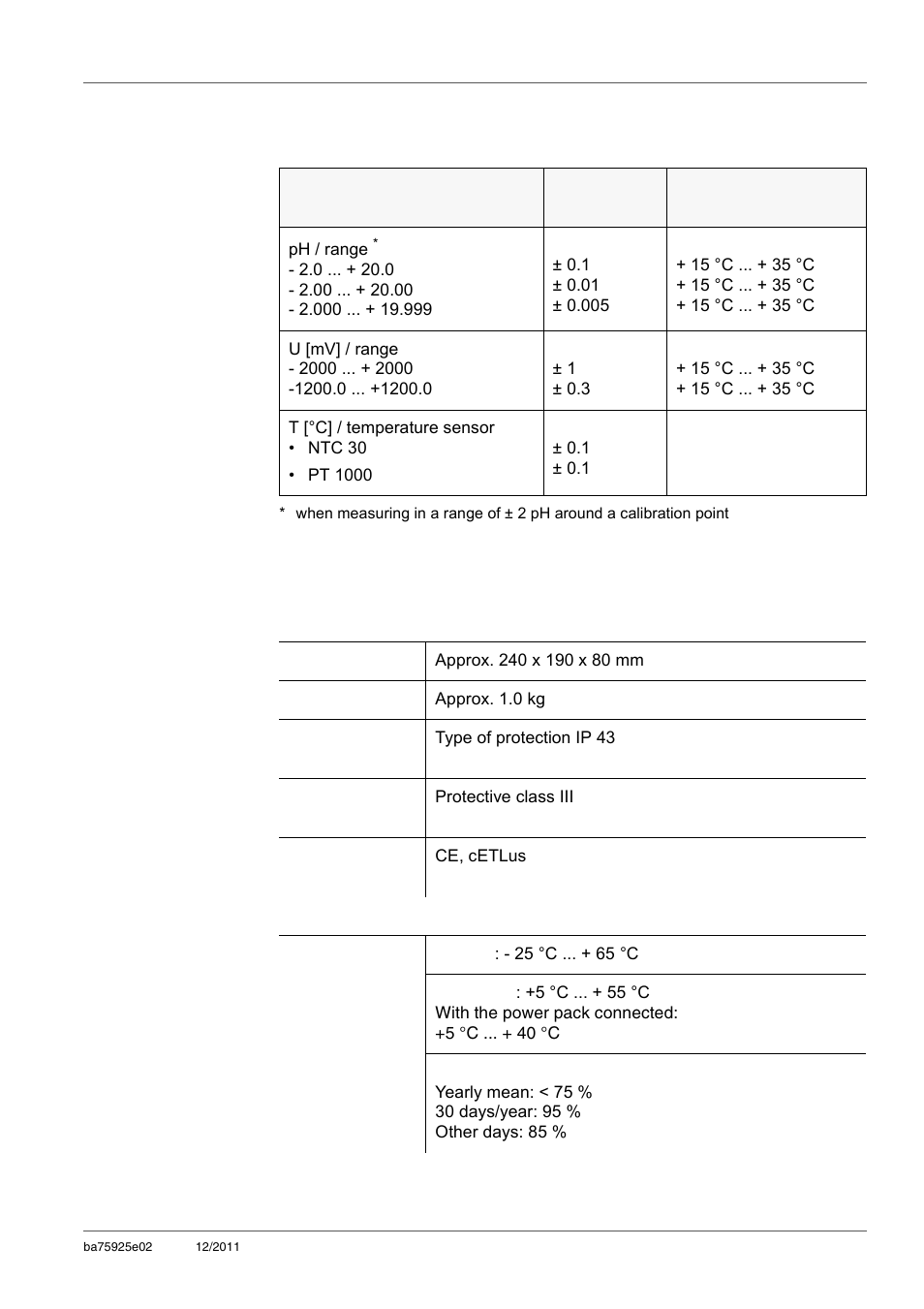 3 accuracy (± 1 digit), 2 general data, Accuracy (± 1 digit) | Xylem inoLab 7110 WASTEWATER pH METER User Manual | Page 43 / 52
