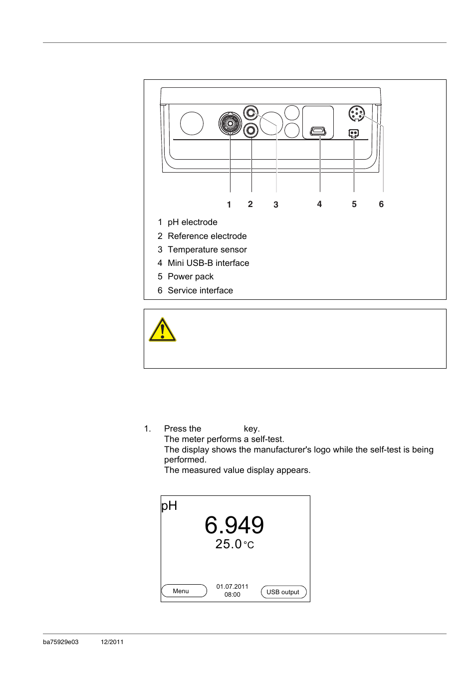 4 socket field, 2 switching on the meter, Socket field | Switching on the meter, Section 4.2 s, Witching, Meter | Xylem inoLab 7310_7310P WASTEWATER pH METER User Manual | Page 15 / 72
