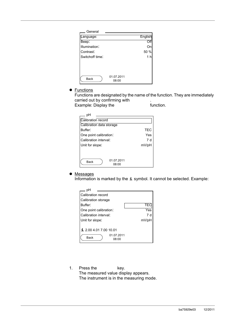 5 example 1 on navigation: setting the language, Example 1 on navigation: setting the language | Xylem inoLab 7310_7310P WASTEWATER pH METER User Manual | Page 18 / 72