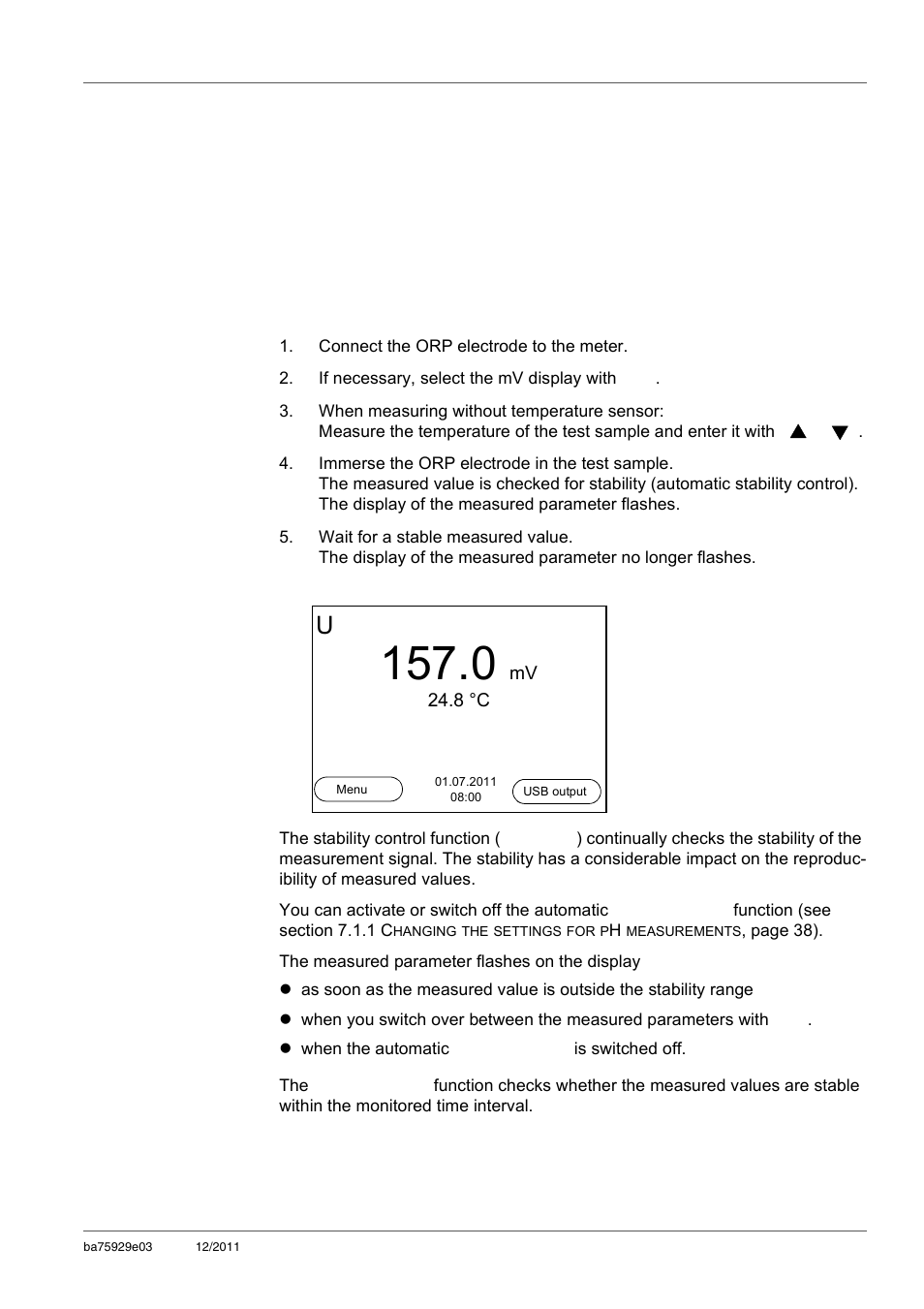 6 orp voltage, 1 measuring, 1 measuring the orp | Orp voltage, Measuring, Measuring the orp, 6orp voltage | Xylem inoLab 7310_7310P WASTEWATER pH METER User Manual | Page 35 / 72