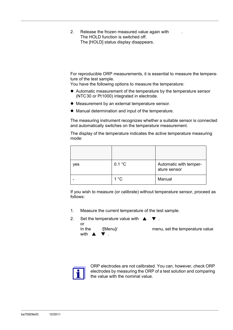 2 measuring the temperature, 2 orp calibration, Measuring the temperature | Orp calibration | Xylem inoLab 7310_7310P WASTEWATER pH METER User Manual | Page 37 / 72