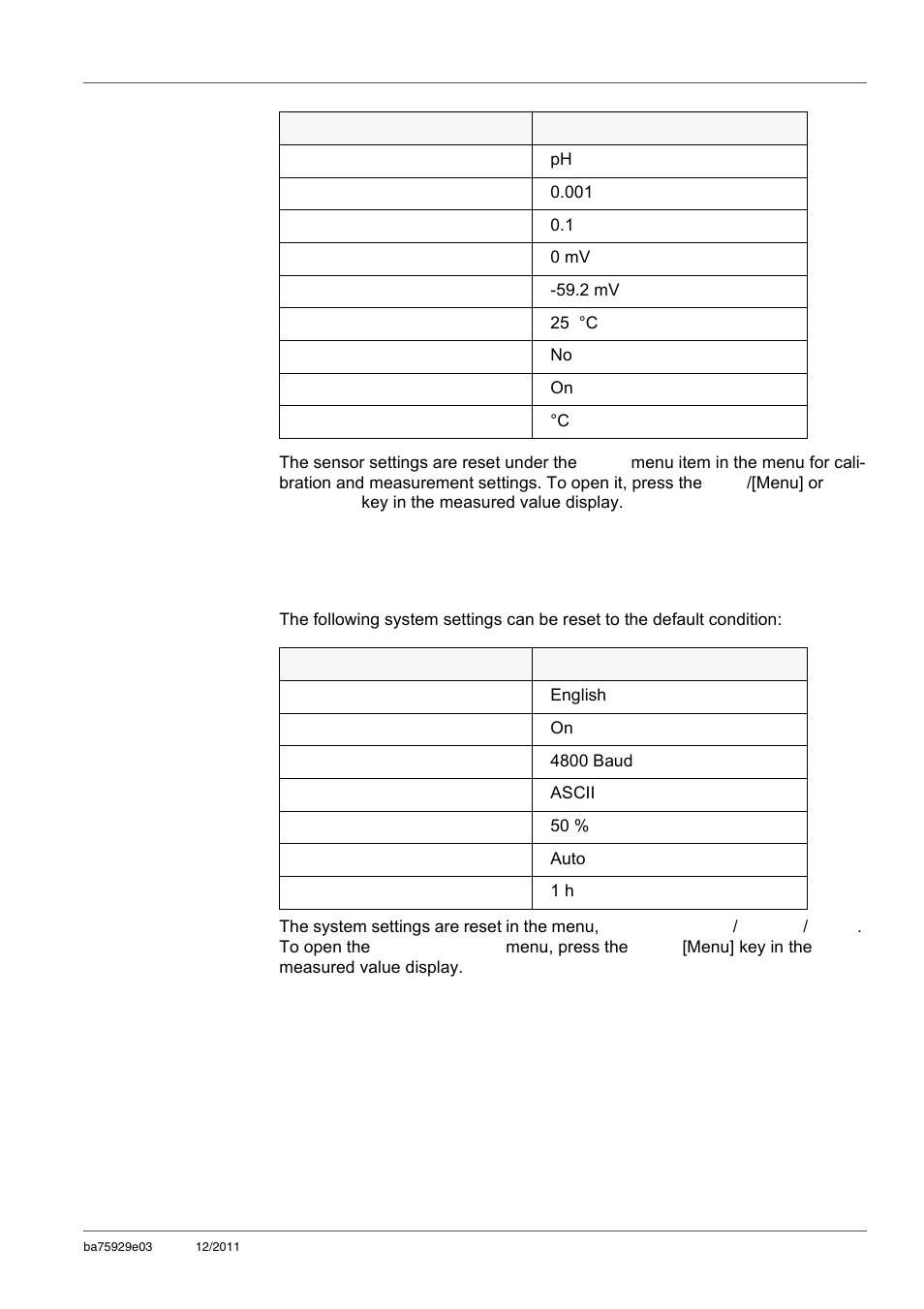 2 resetting the system settings, Resetting the system settings | Xylem inoLab 7310_7310P WASTEWATER pH METER User Manual | Page 45 / 72