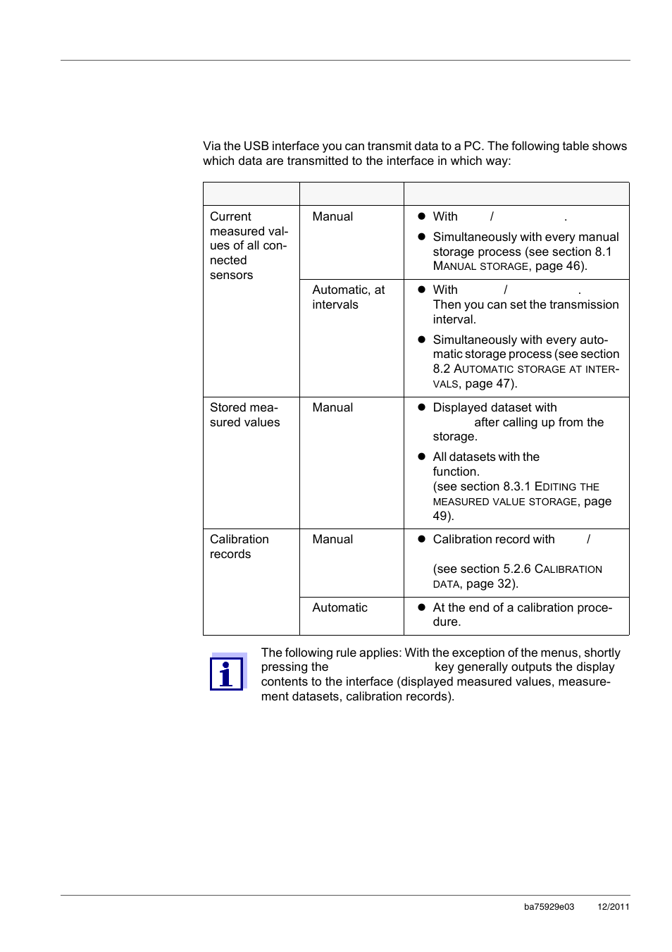 9 transmitting data (usb interface), 1 options for data transmission, Transmitting data (usb interface) | Options for data transmission, Section 9 t, Rans, Mitting, Data, Interface, 9transmitting data (usb interface) | Xylem inoLab 7310_7310P WASTEWATER pH METER User Manual | Page 52 / 72