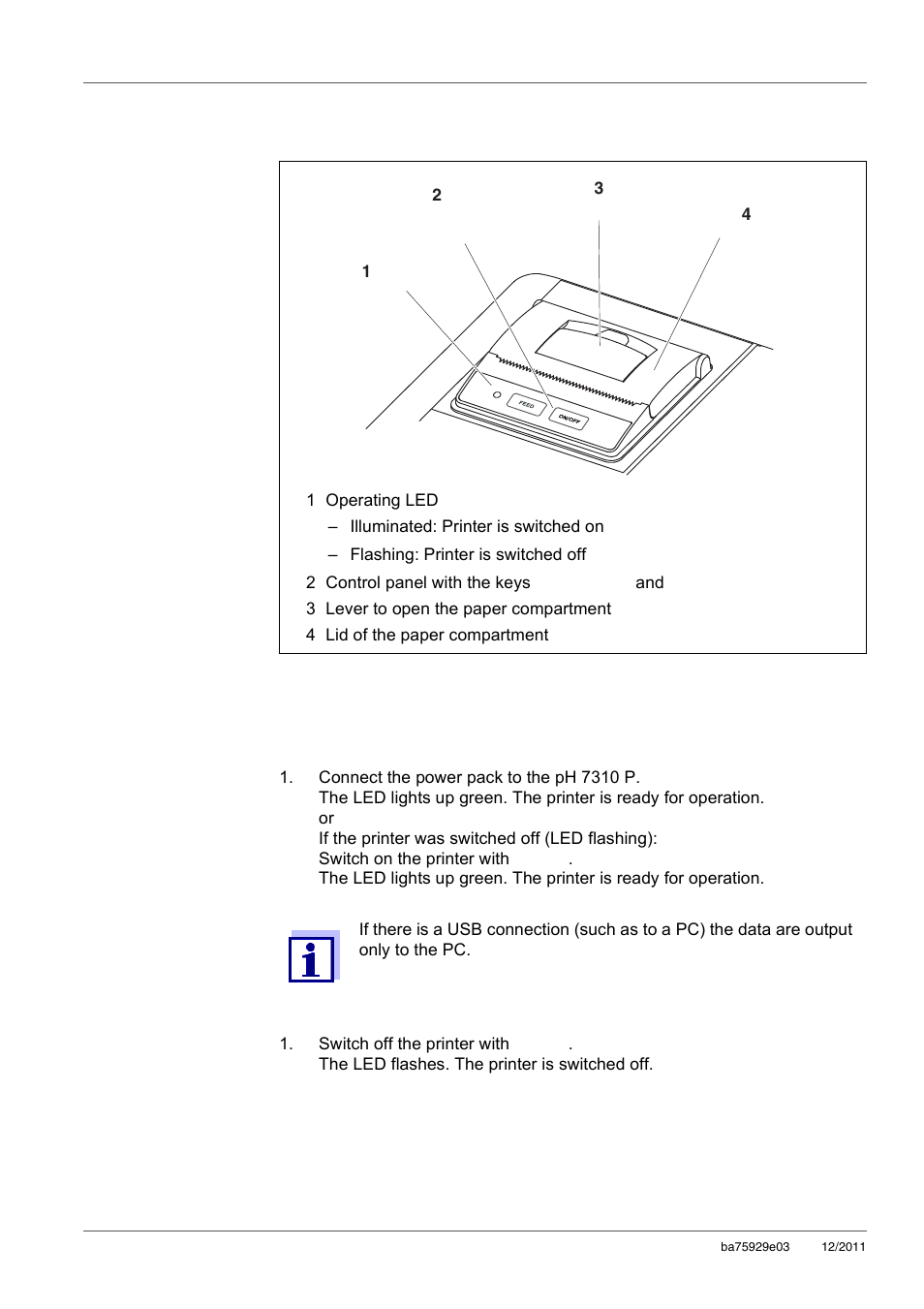 10 printer (only ph 7310p), 1 commissioning / switching the printer on or off, Section 10 p | Rinter, Only, H 7310p) | Xylem inoLab 7310_7310P WASTEWATER pH METER User Manual | Page 54 / 72