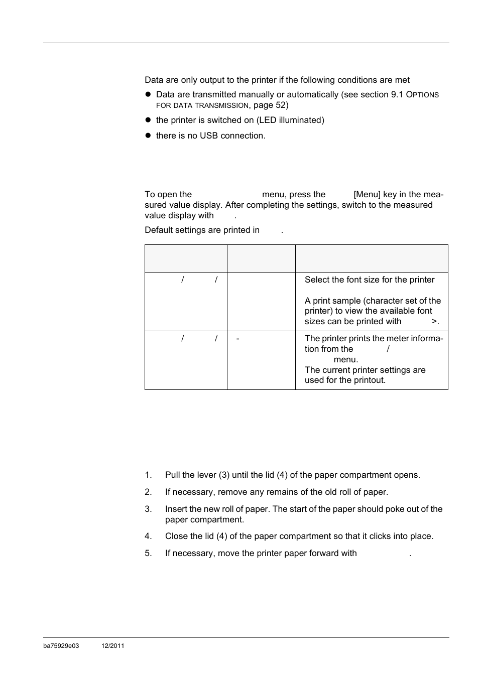 2 operation / printing, 3 printer settings, 4 maintenance | 1 changing the roll of paper | Xylem inoLab 7310_7310P WASTEWATER pH METER User Manual | Page 55 / 72
