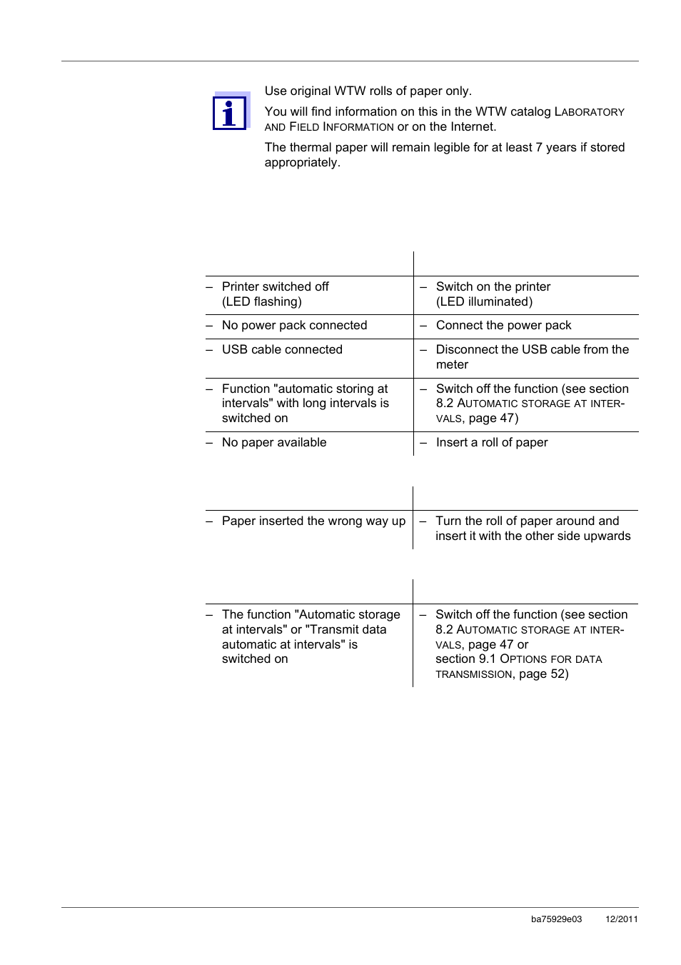 5 what to do if... / printer | Xylem inoLab 7310_7310P WASTEWATER pH METER User Manual | Page 56 / 72