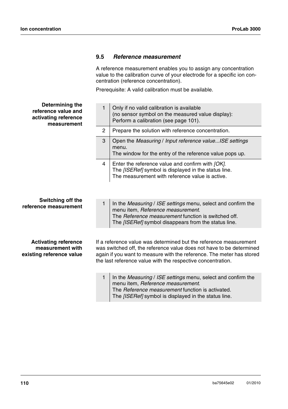 5 reference measurement | Xylem ProLab 3000 LABORATORY pH METER User Manual | Page 110 / 191