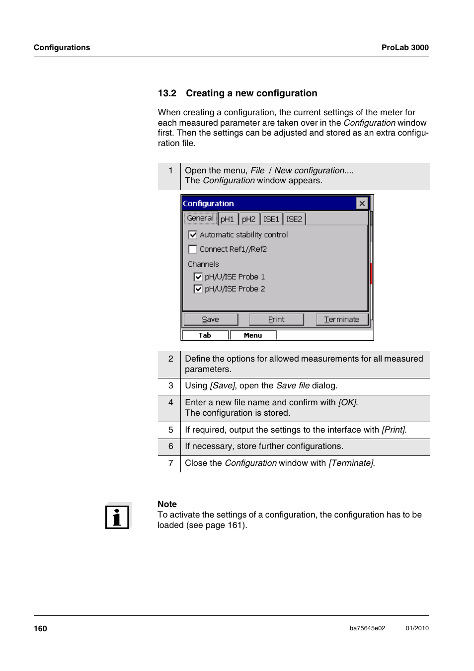 2 creating a new configuration | Xylem ProLab 3000 LABORATORY pH METER User Manual | Page 160 / 191