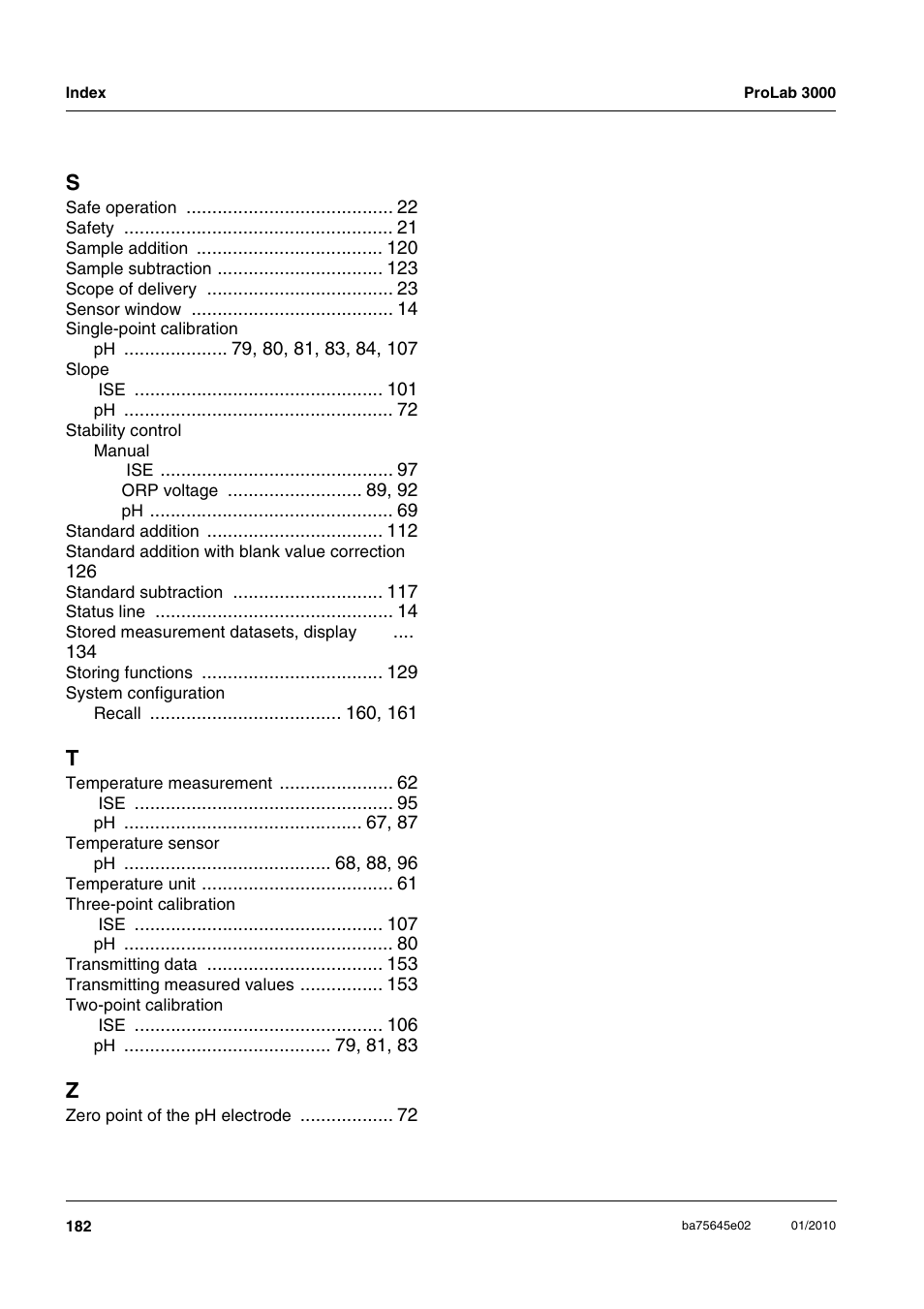Xylem ProLab 3000 LABORATORY pH METER User Manual | Page 182 / 191