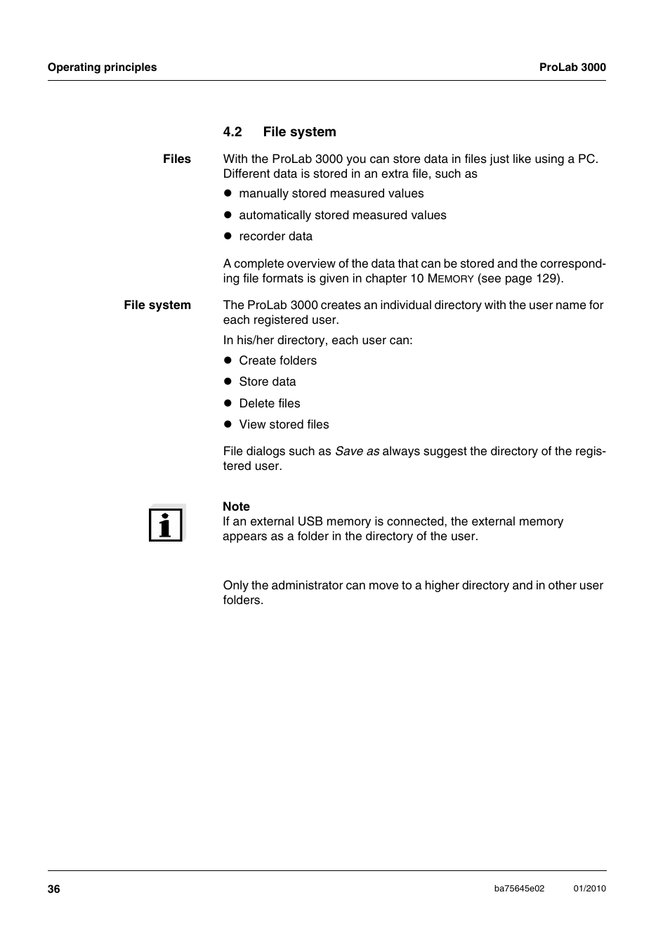 2 file system, File system | Xylem ProLab 3000 LABORATORY pH METER User Manual | Page 36 / 191