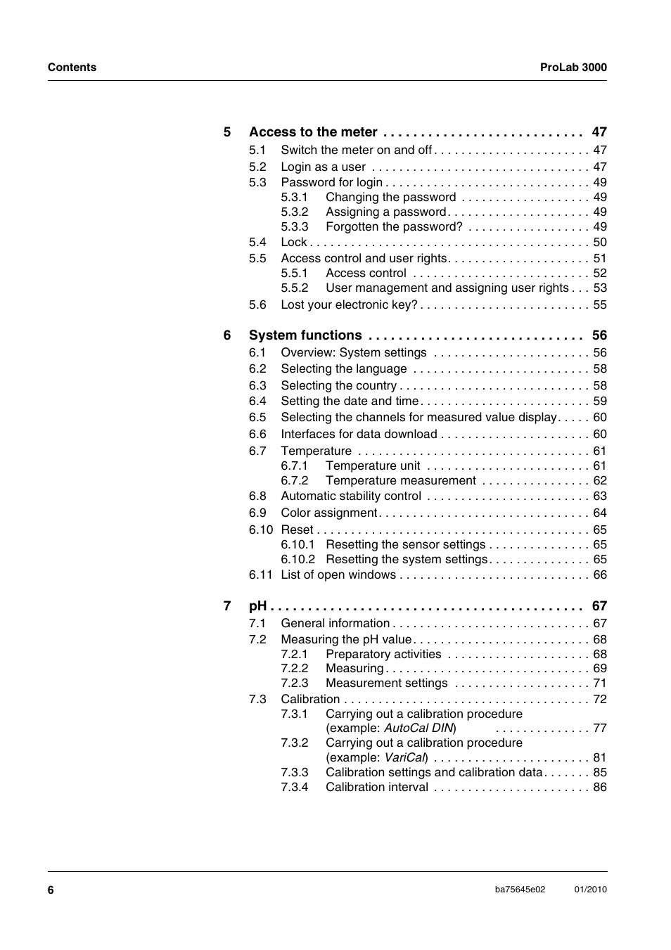 Xylem ProLab 3000 LABORATORY pH METER User Manual | Page 6 / 191