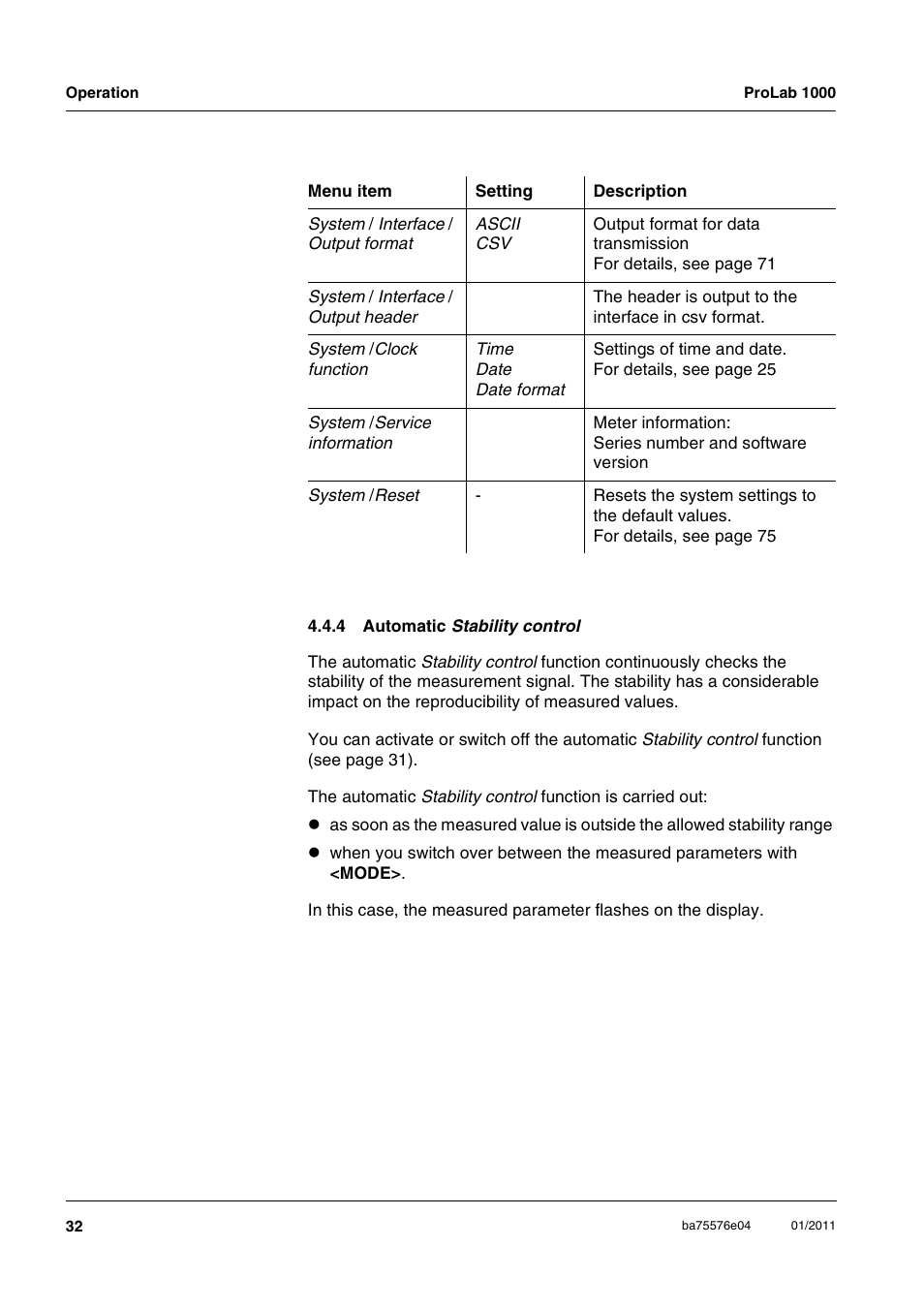 4 automatic stability control, Automatic | Xylem ProLab 1000 BENCH TOP pH METER User Manual | Page 32 / 103