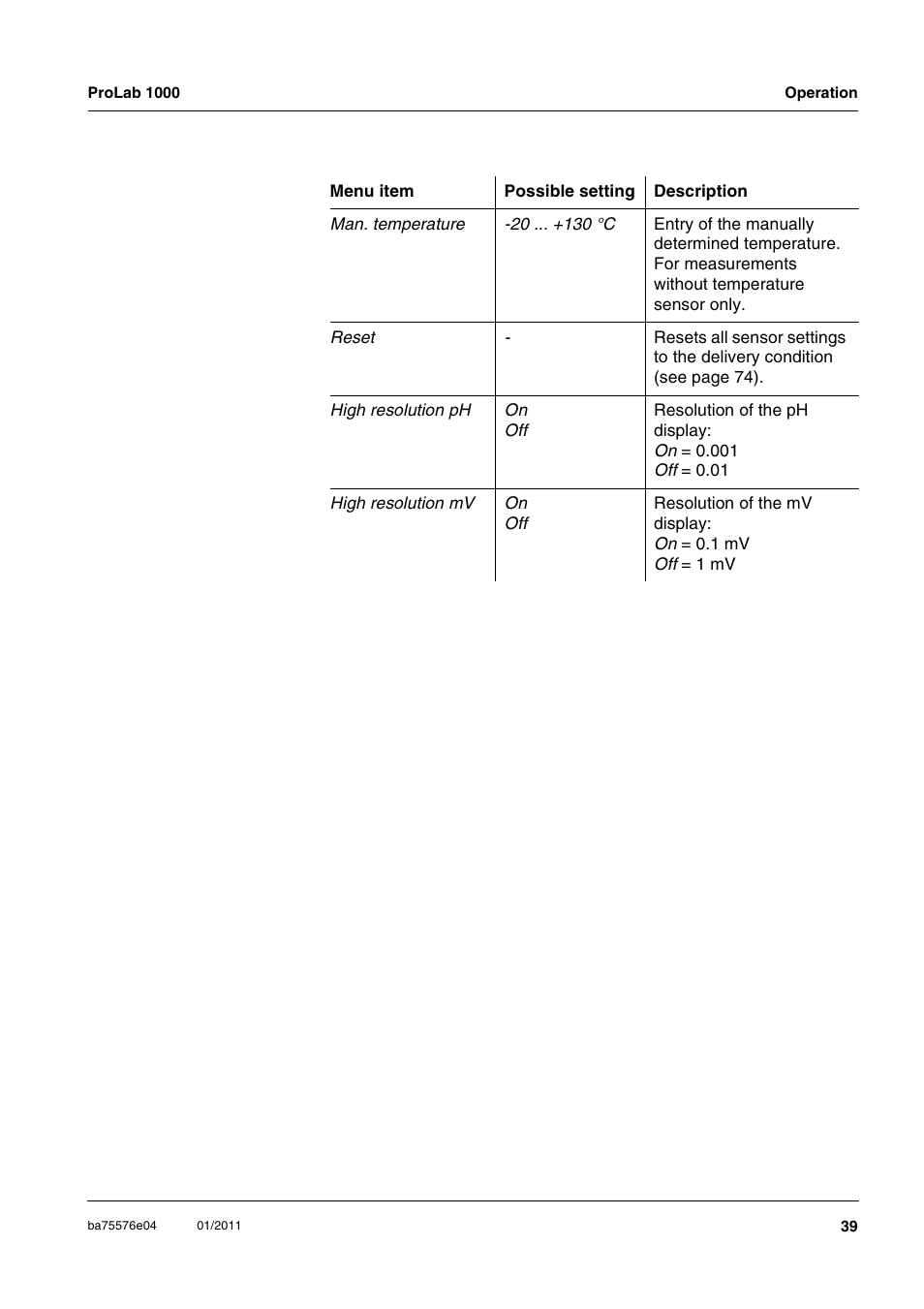 Xylem ProLab 1000 BENCH TOP pH METER User Manual | Page 39 / 103