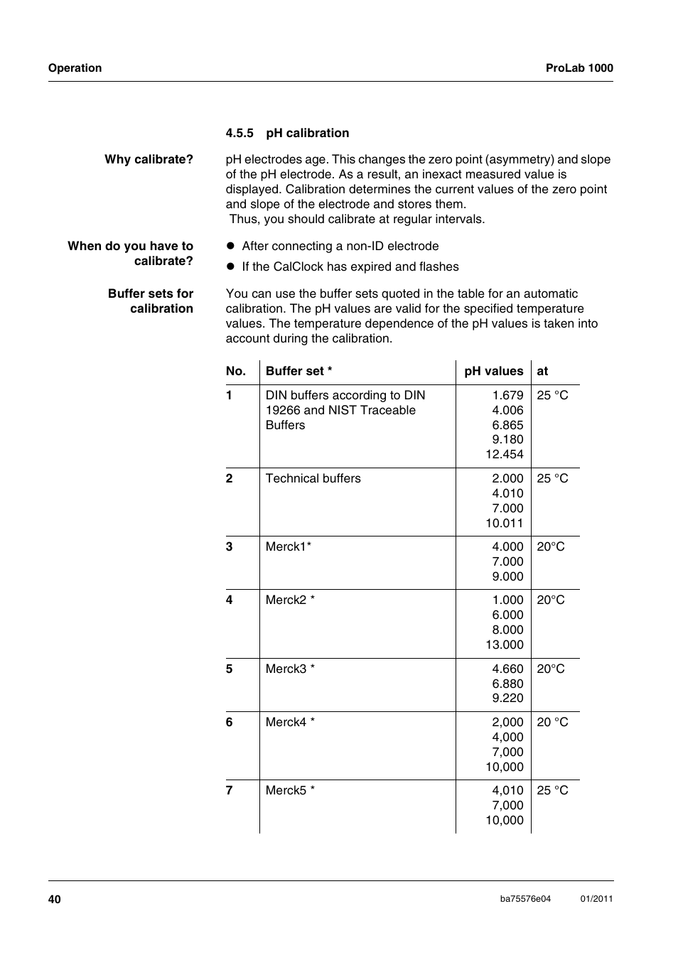 5 ph calibration, Ph calibration | Xylem ProLab 1000 BENCH TOP pH METER User Manual | Page 40 / 103