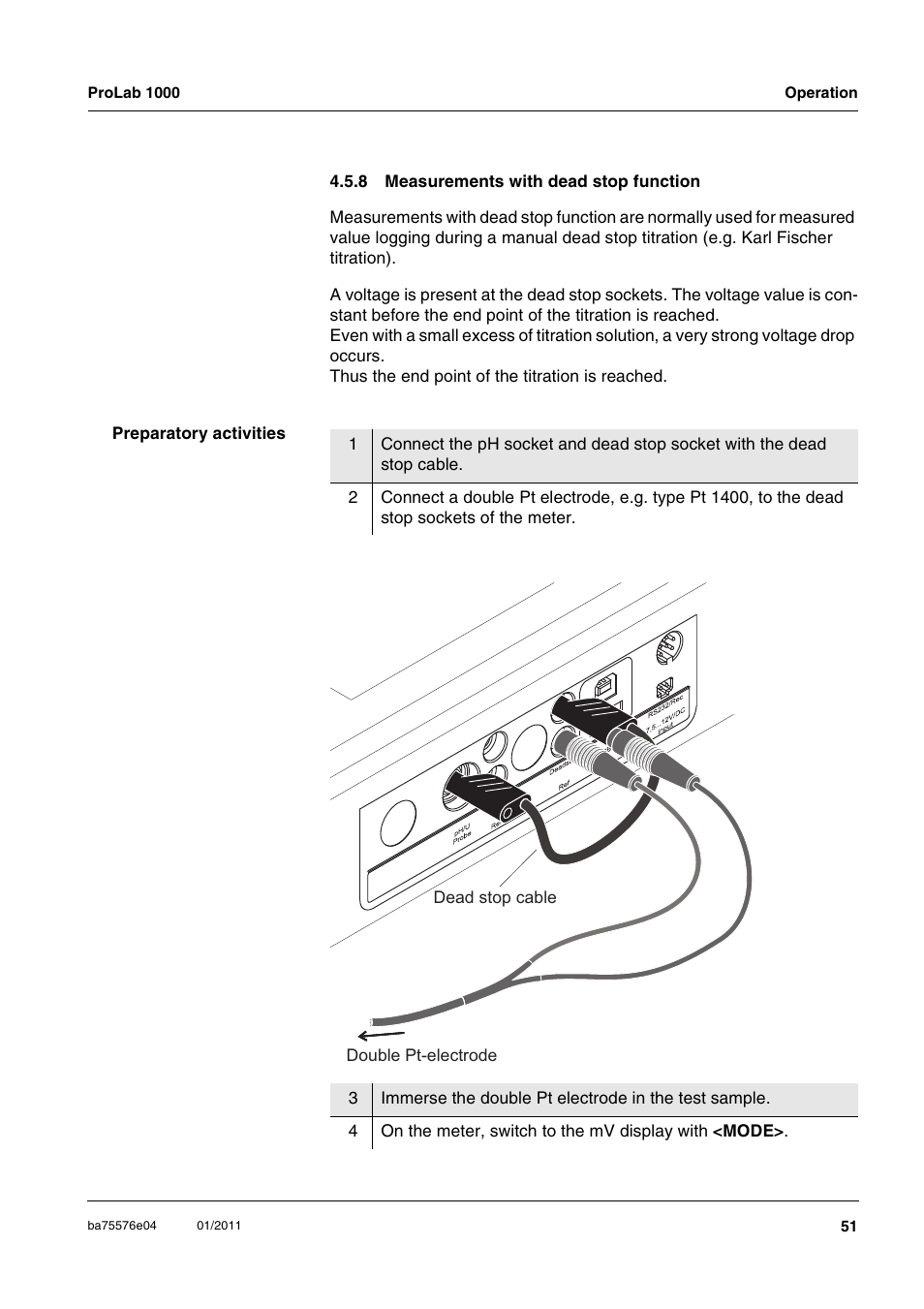 8 measurements with dead stop function, Measurements with dead stop function | Xylem ProLab 1000 BENCH TOP pH METER User Manual | Page 51 / 103