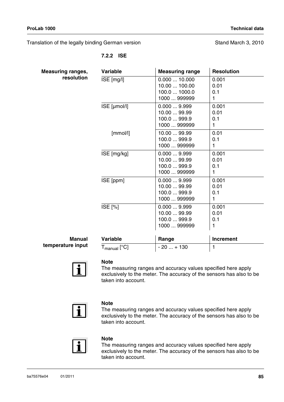 2 ise | Xylem ProLab 1000 BENCH TOP pH METER User Manual | Page 85 / 103