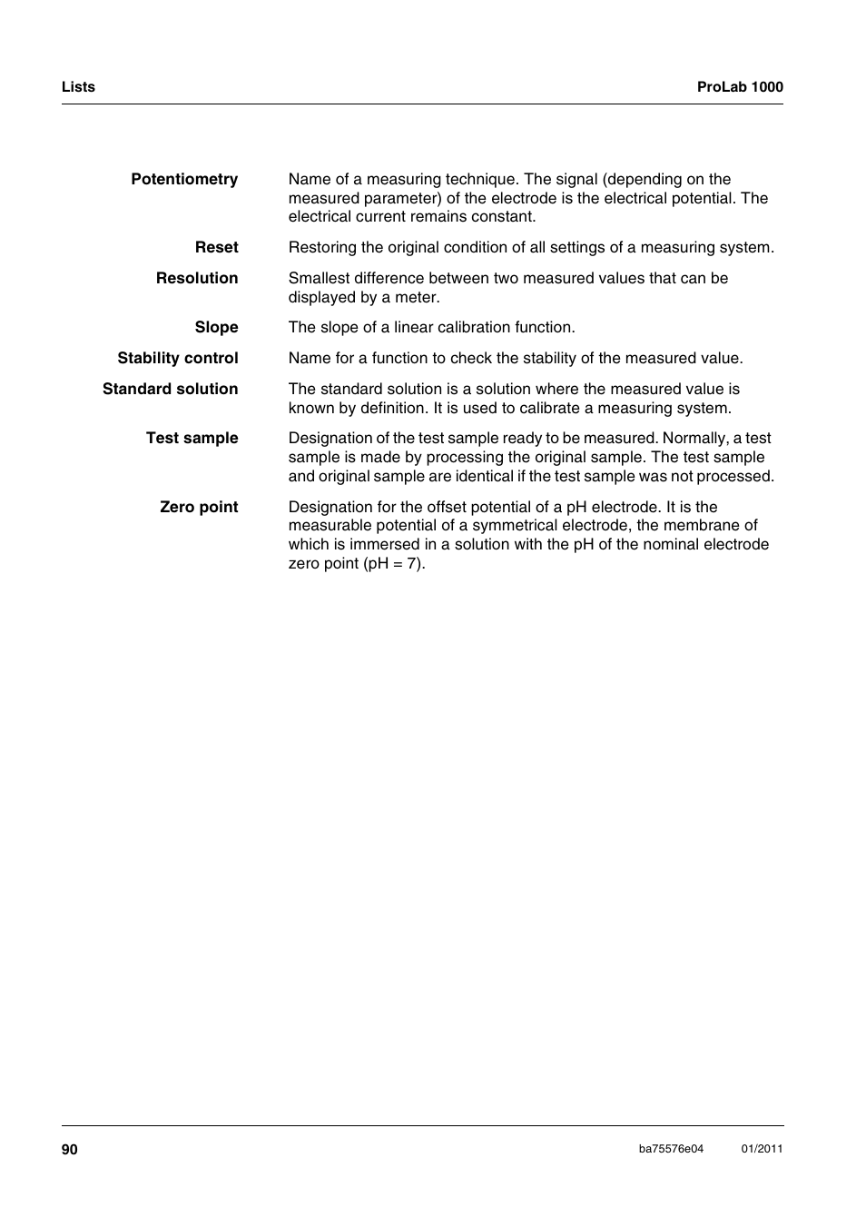 Xylem ProLab 1000 BENCH TOP pH METER User Manual | Page 90 / 103