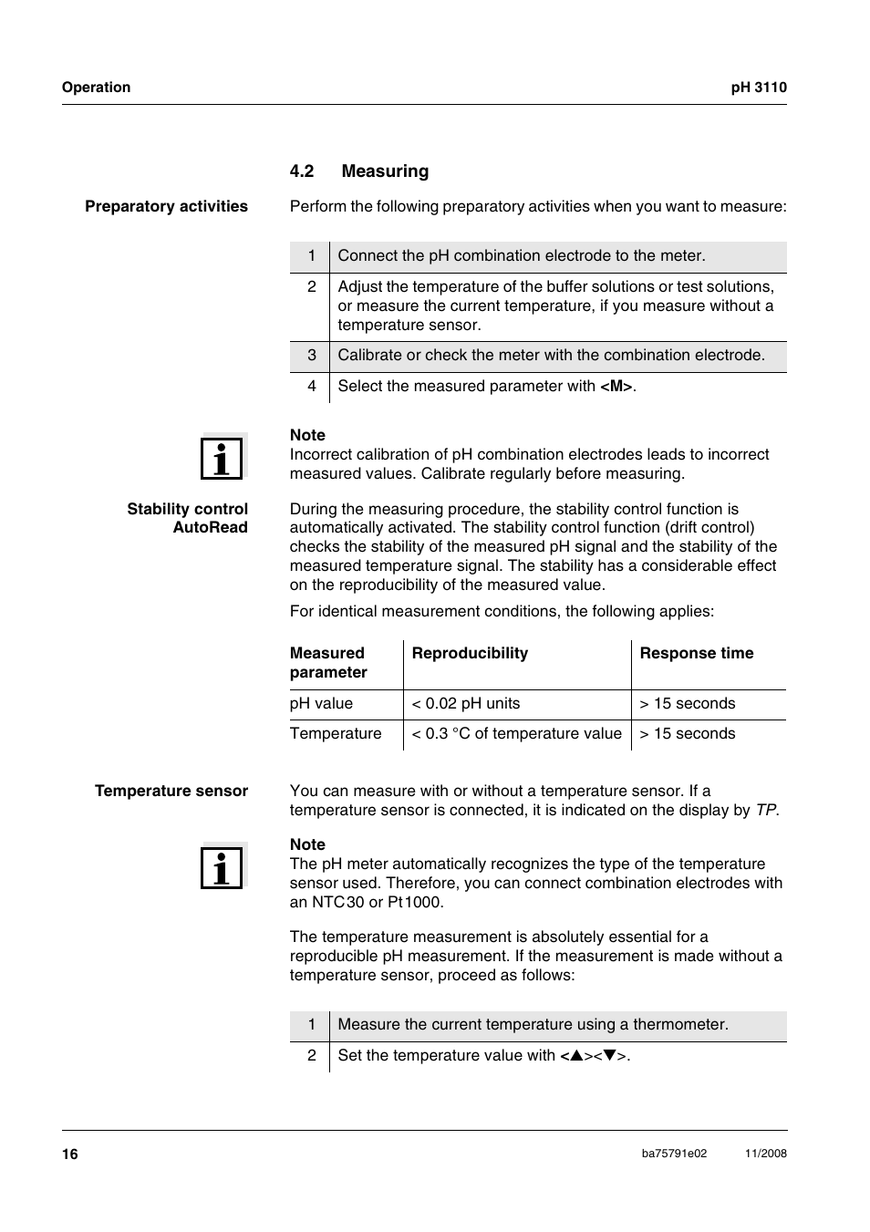 2 measuring, Measuring | Xylem PH3110 FIELD PH METER User Manual | Page 16 / 49