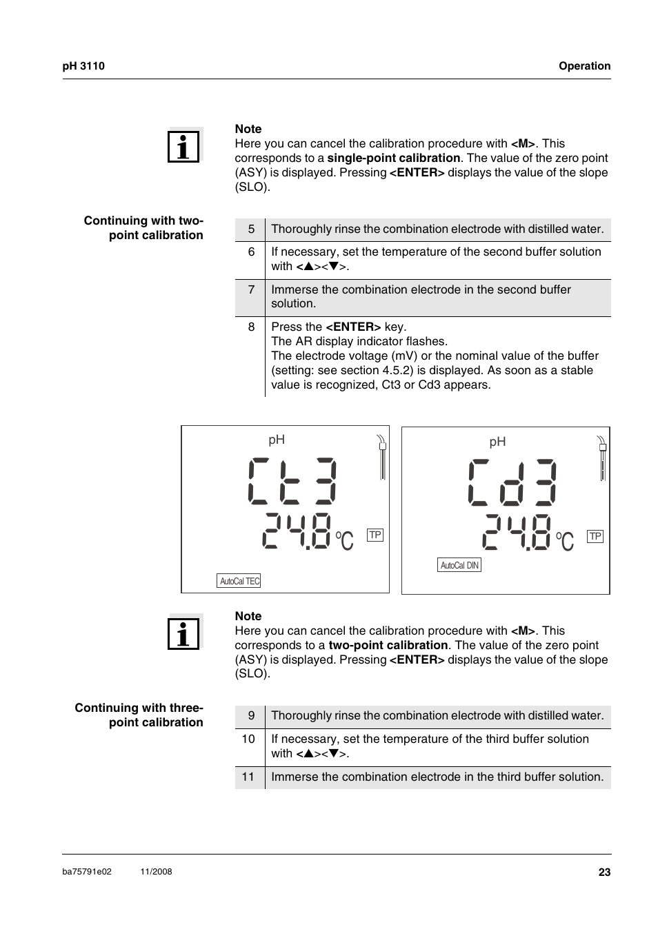 3t c, 3d c | Xylem PH3110 FIELD PH METER User Manual | Page 23 / 49