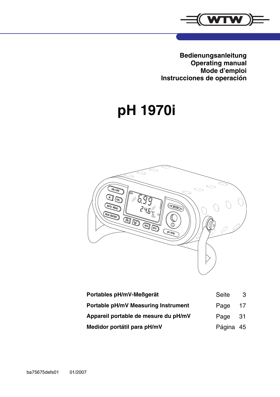 Xylem PH1970i PORTABLE PH METER User Manual | 60 pages