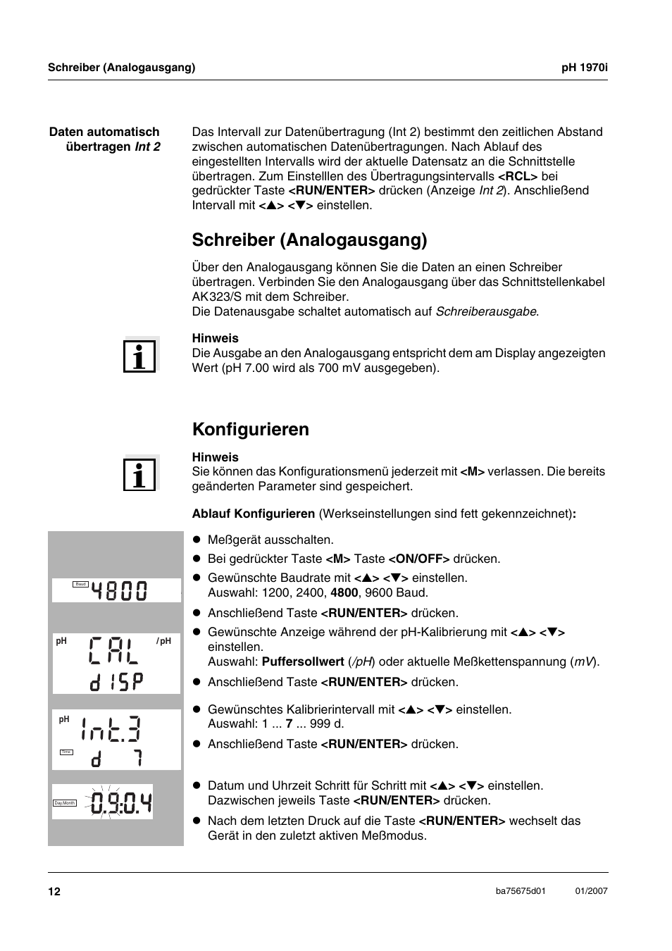 Schreiber (analogausgang), Konfigurieren, 3n t | I s p | Xylem PH1970i PORTABLE PH METER User Manual | Page 12 / 60