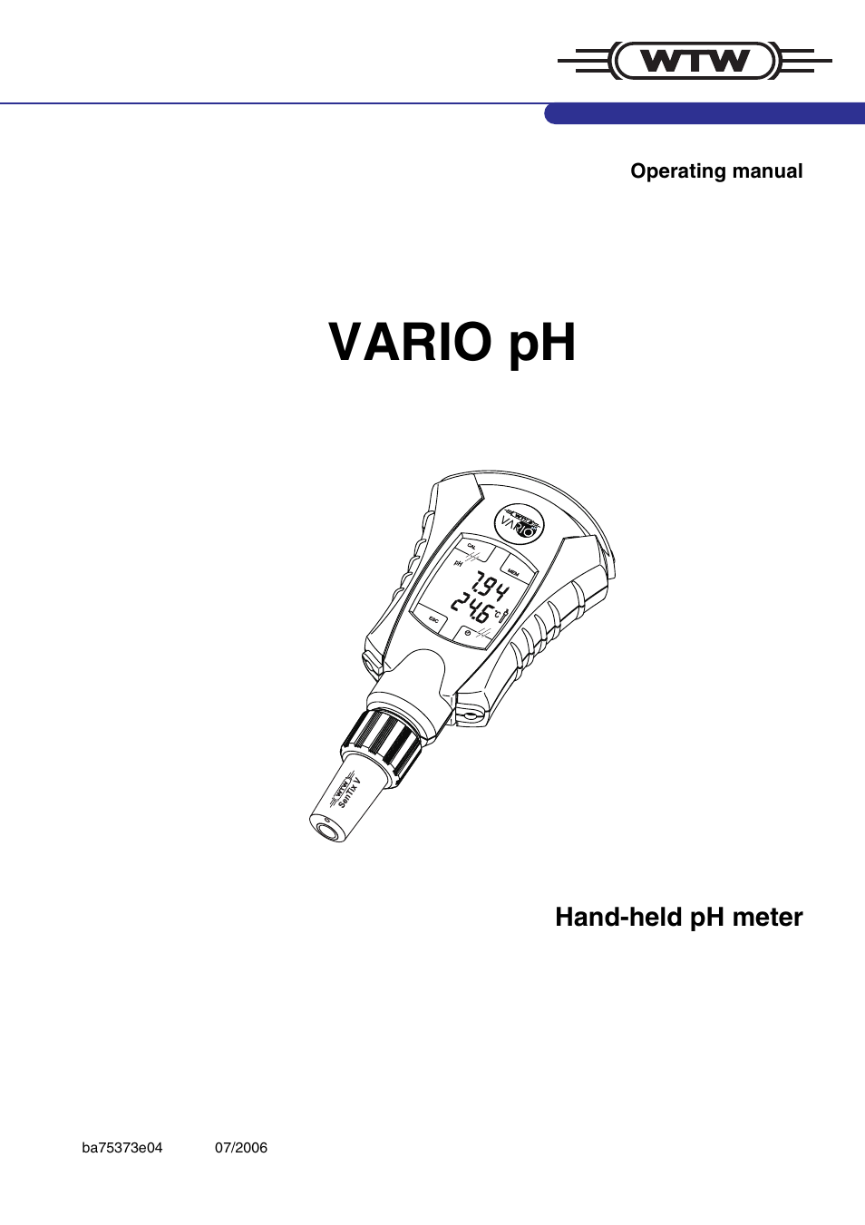 Xylem VARIO WATERPROOF PH METER User Manual | 55 pages