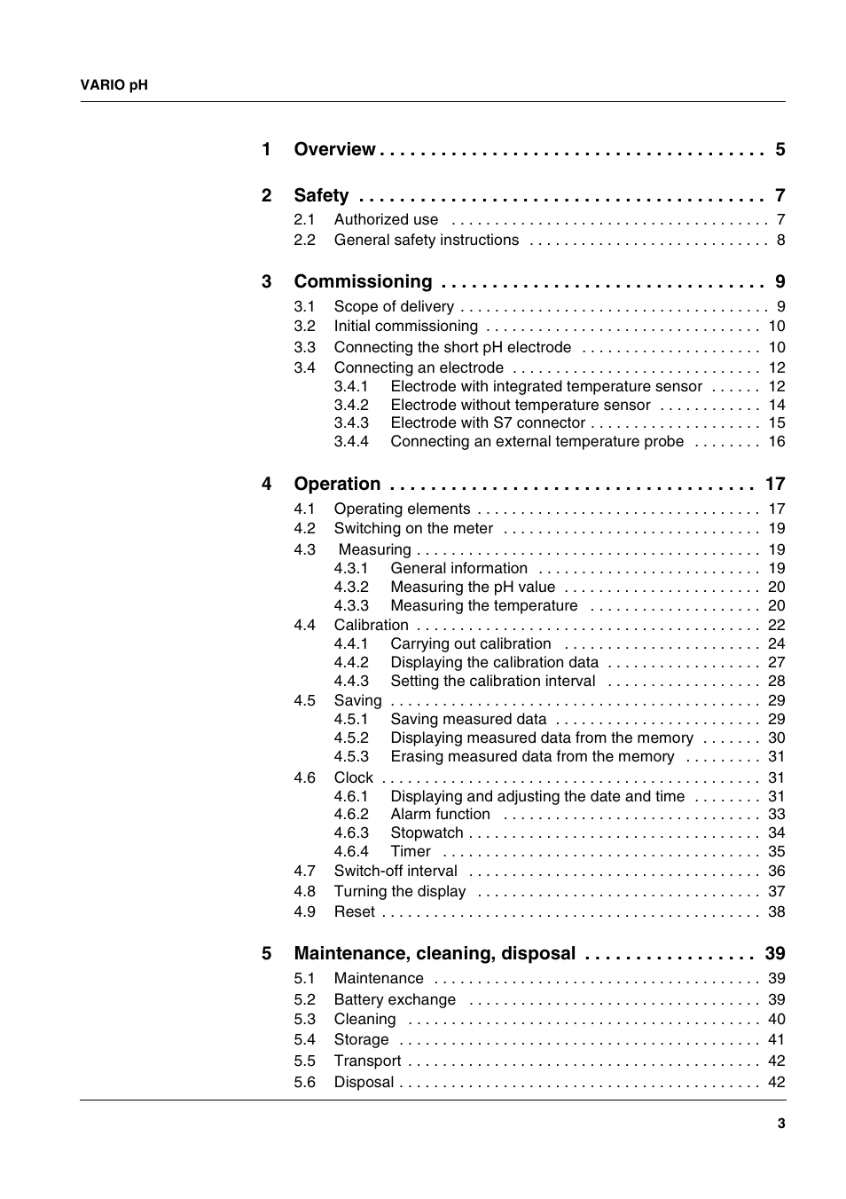 Xylem VARIO WATERPROOF PH METER User Manual | Page 3 / 55