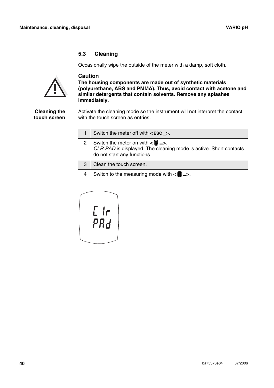 3 cleaning, Cleaning | Xylem VARIO WATERPROOF PH METER User Manual | Page 40 / 55
