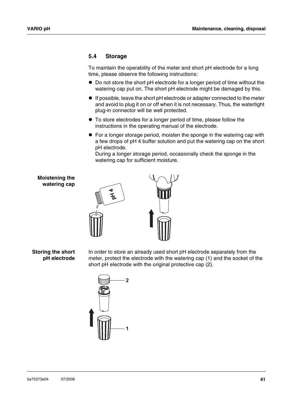 4 storage, Storage | Xylem VARIO WATERPROOF PH METER User Manual | Page 41 / 55