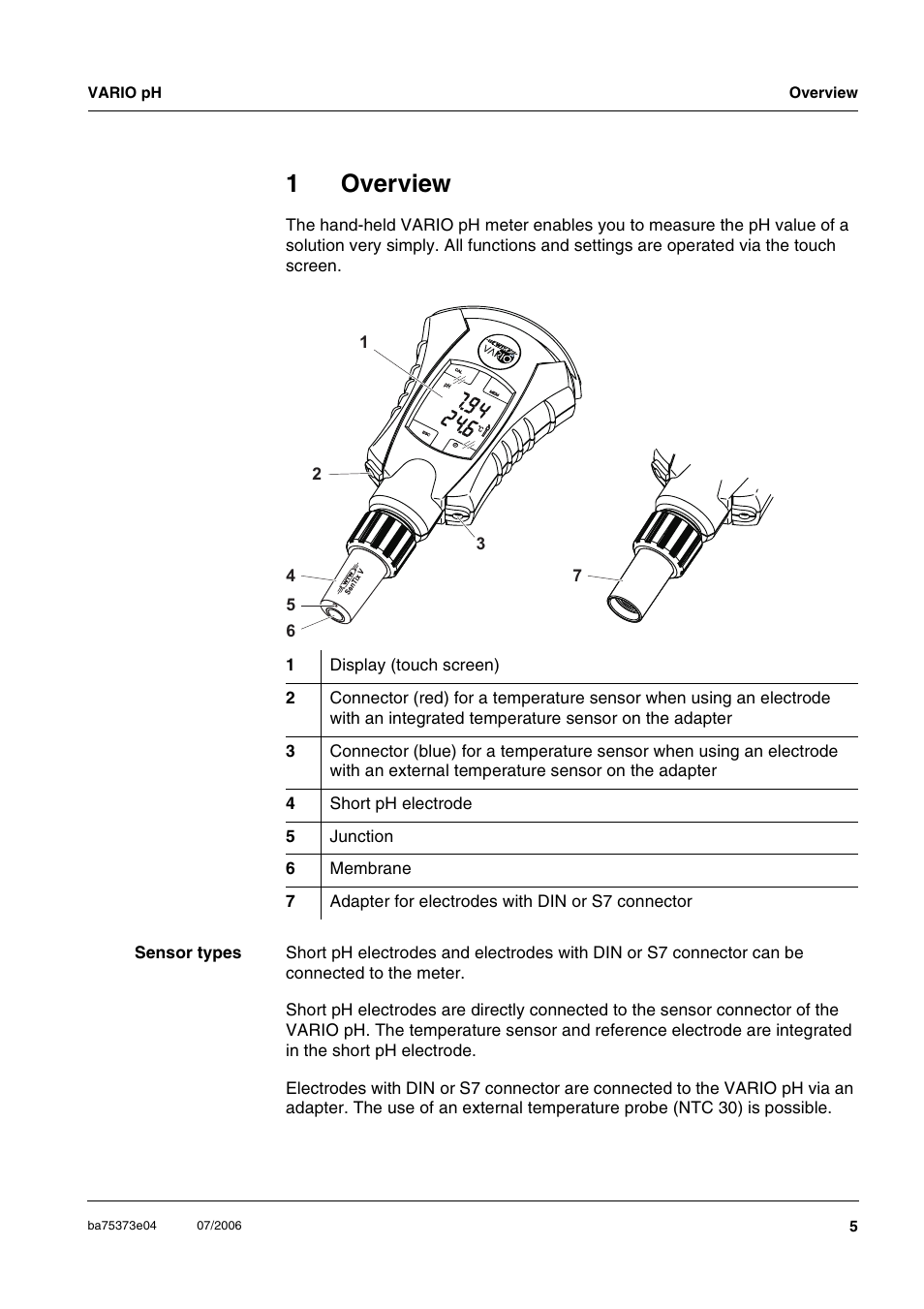 1 overview, Overview, 1overview | Xylem VARIO WATERPROOF PH METER User Manual | Page 5 / 55