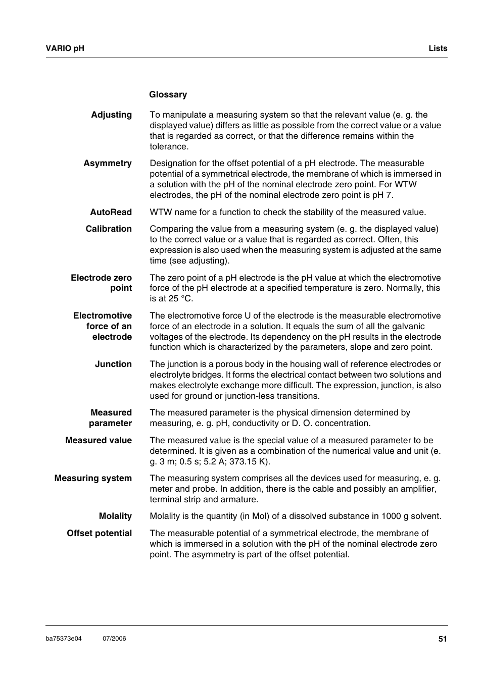 Xylem VARIO WATERPROOF PH METER User Manual | Page 51 / 55