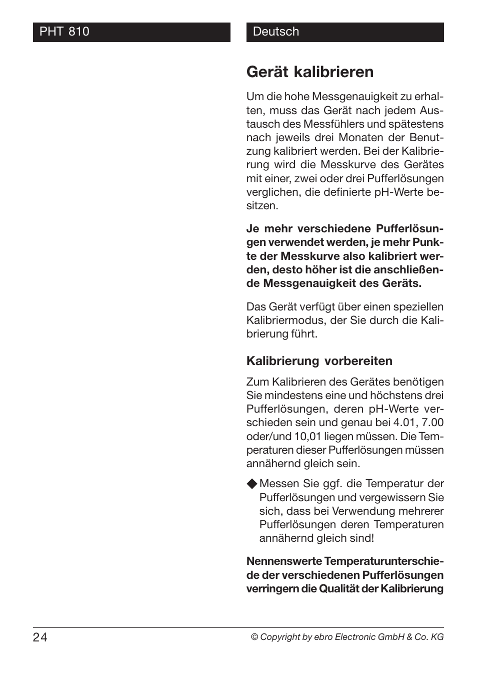 Gerät kalibrieren | Xylem PHT 810 pH TESTERS User Manual | Page 24 / 40