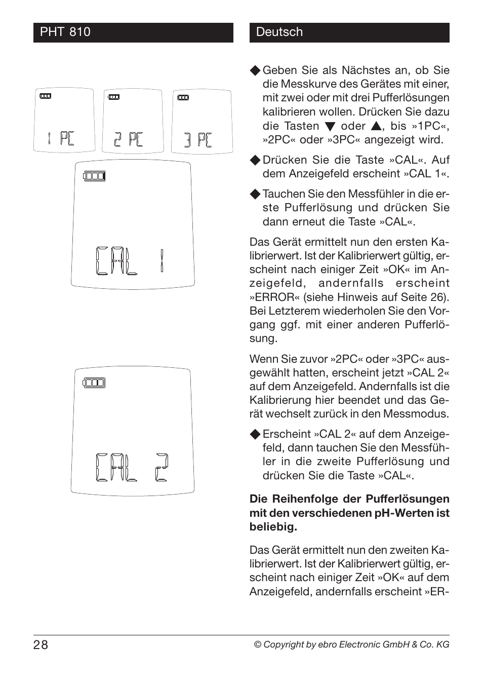 Xylem PHT 810 pH TESTERS User Manual | Page 28 / 40