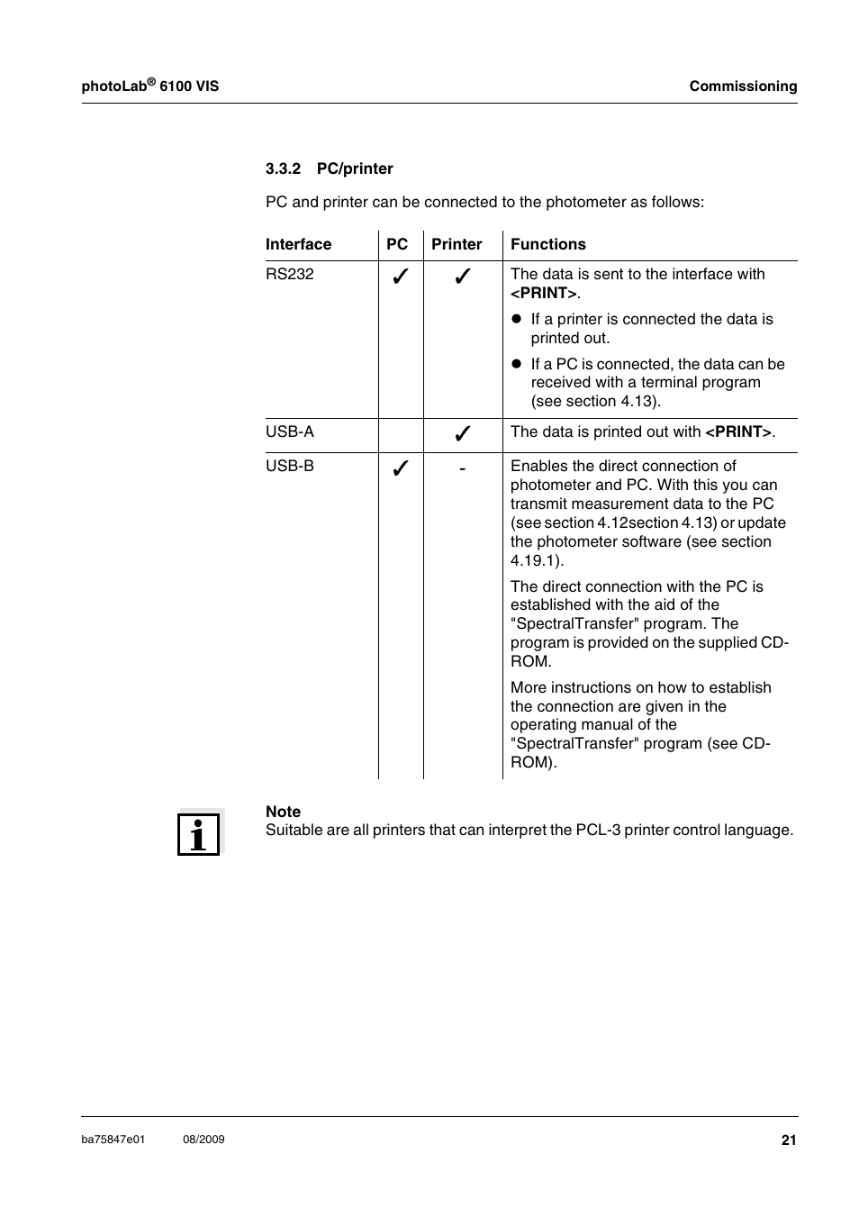2 pc/printer, Pc/printer, Section 3.3.2) | Xylem photoLab 6100 VIS User Manual | Page 21 / 186